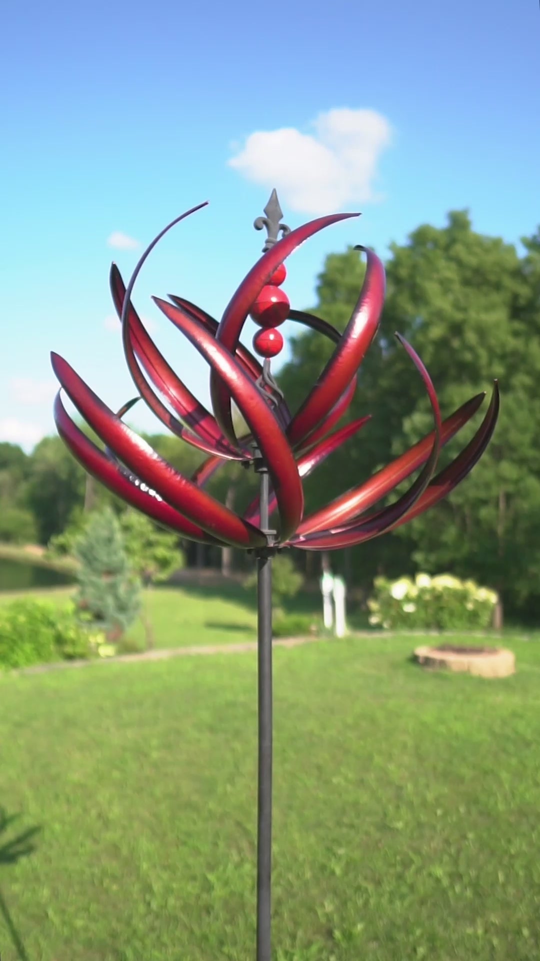 Marine Blue Spring Reeds - Wind Sculpture Spinner